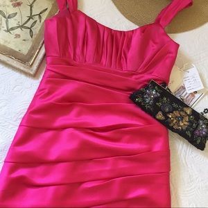 NWT Sorella Vita Satin Cocktail Dress Fuschia